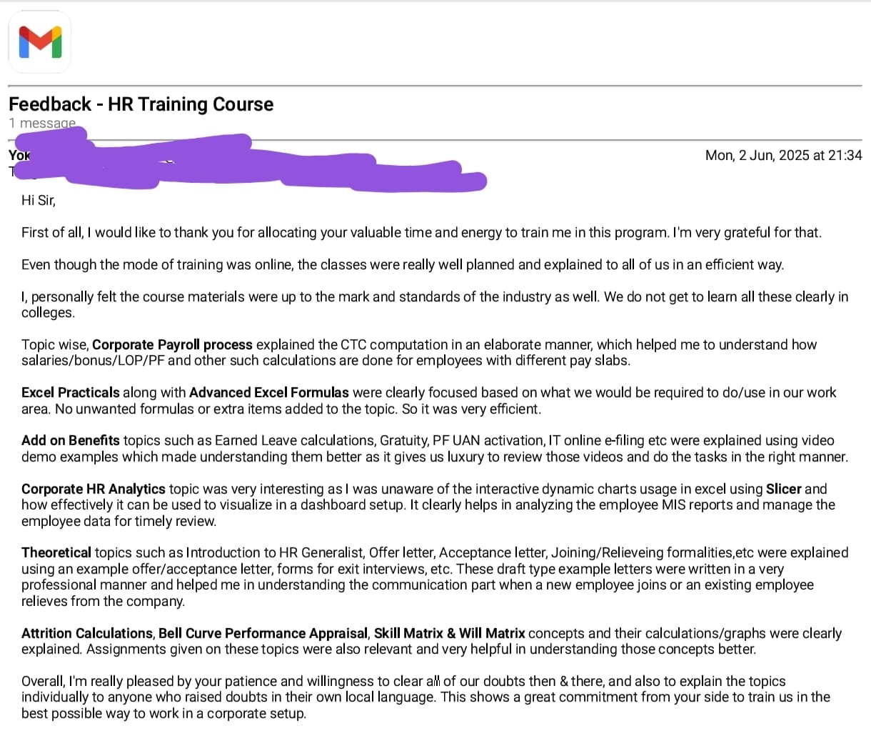 Student Testimonial