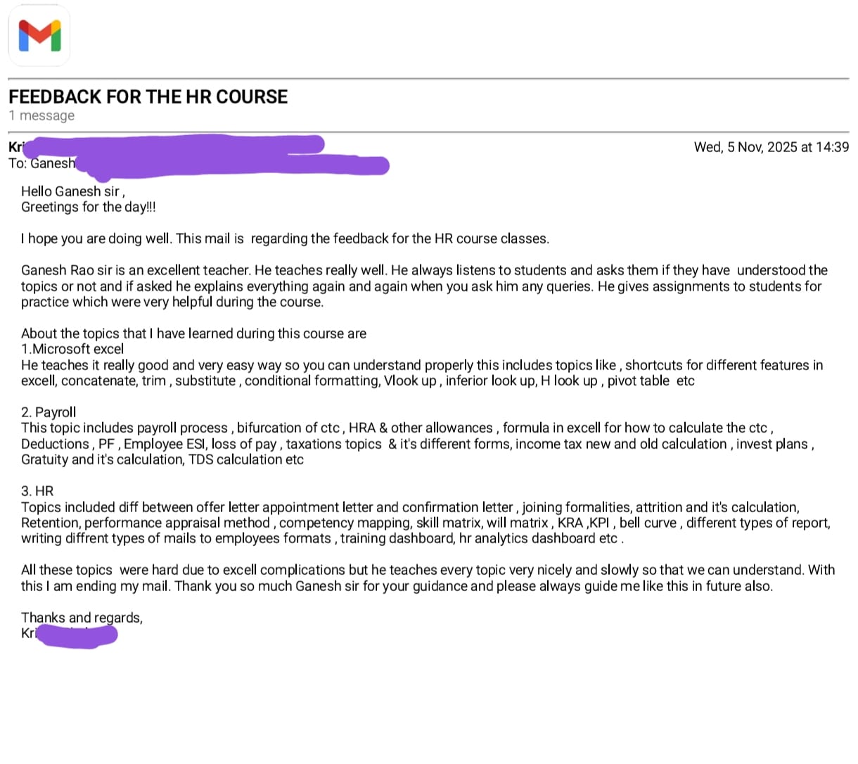 Student Testimonial